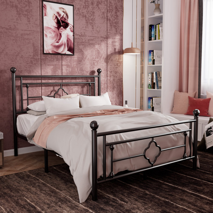 Lark Manor Ajayceon Metal Platform Bed Frame With Vintage Headboard And